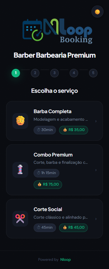Tela de agenda com agendamentos em tempo real